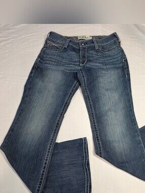 Ariat Real 30R Mid Rise Stretch Whipstitch Bootcut Jeans Riding Denim Blue Women